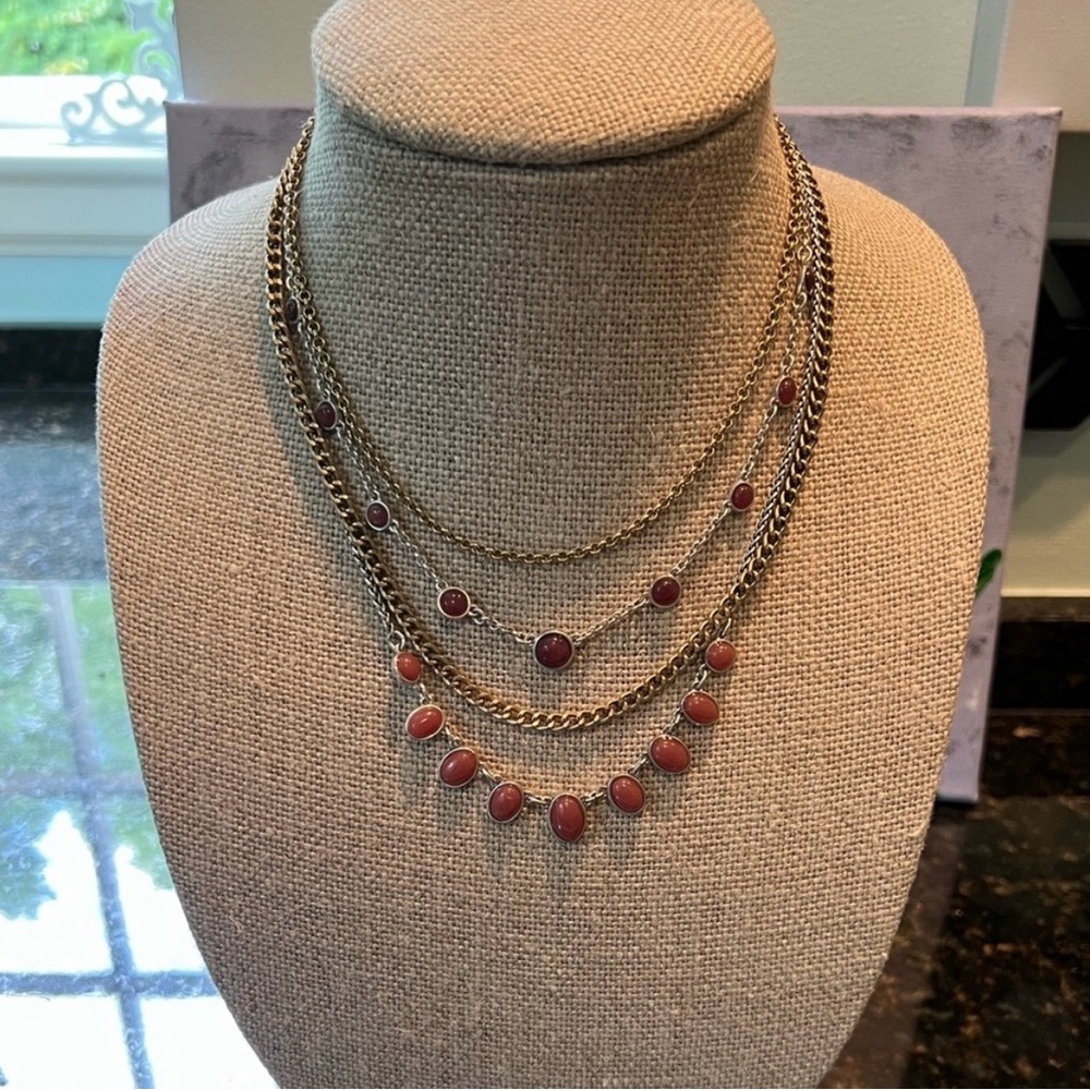 Lucky Brand Two Tone Berry Multi Layer Necklace